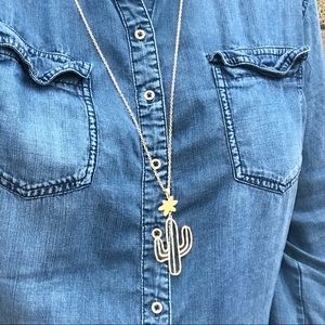 Cactus blossom long necklace gold